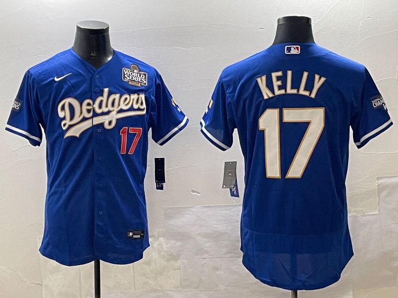 Men Los Angeles Dodgers 17 Kelly Blue Gold Elite 2025 Nike MLB Jersey style 7